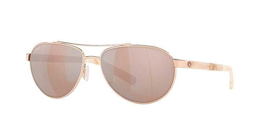 Herren Costa Del Mar Sonnenbrillen Und Schutzbrillen | Polarisierte Sonnenbrille Von Fernandina Rosegold, Kupfer, Silber, Verspiegeltes, Polarisiertes Polycarbonat