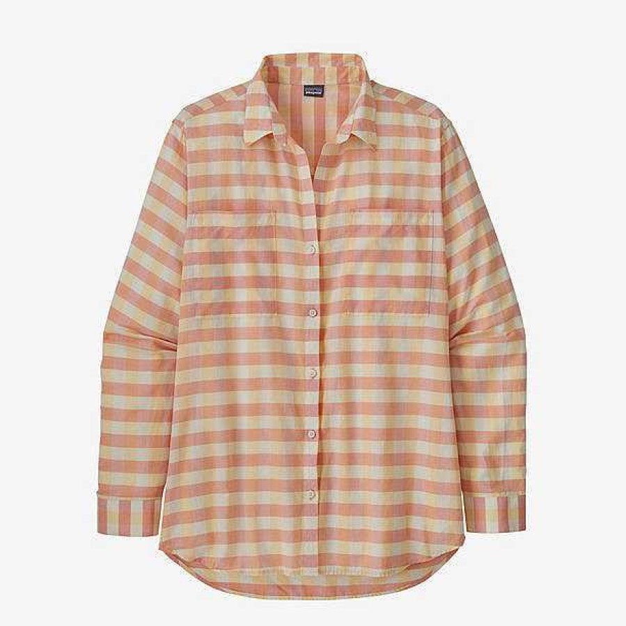 Damen Patagonia Hemden | Leichtes A/C-Buttondown-Shirt Fur Damen Karo: Sunfade Pink