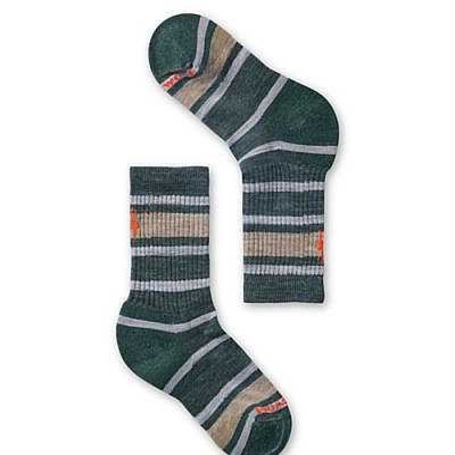 Kinder Smartwool Socken | Hike Light Cushion Gestreifte Crew-Socken Fur Kinder Dunkler Salbei