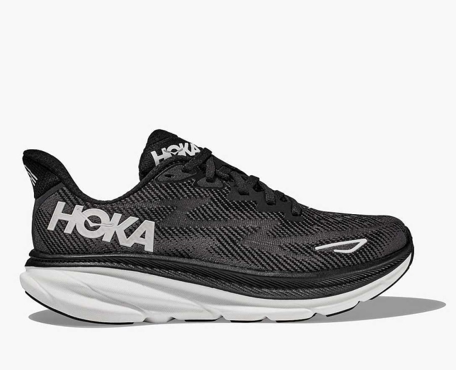 Schuhwerk Hoka Schuhe | Clifton 9 Wide Schuhe Fur Damen Schwarz-Weiss