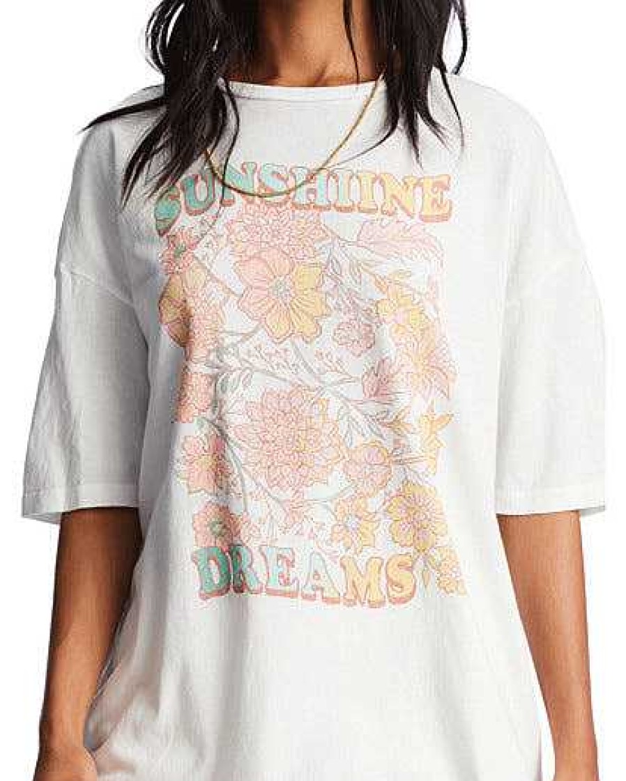 Damen Billabong Hemden | Sunshine Dream Ubergroses T-Shirt Salzkristall