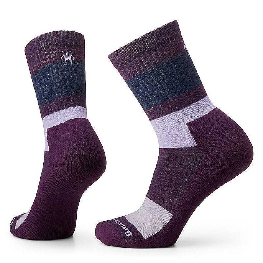 Herren Smartwool Socken | Alltagliche Crew-Socken Mit Blockstreifen Fur Herren Lila Iris