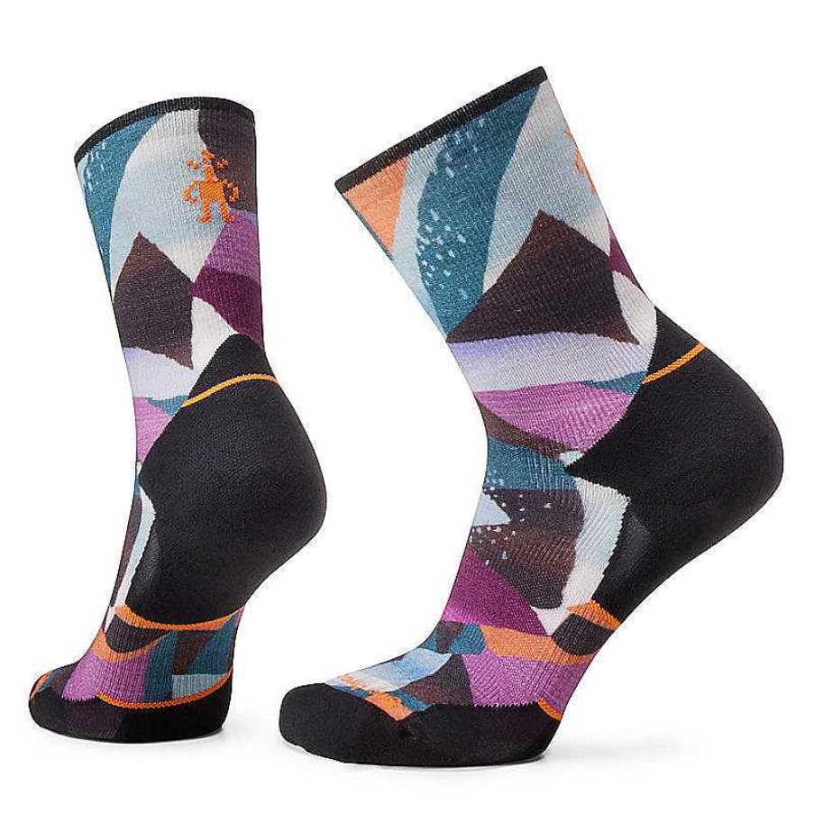 Damen Smartwool Socken | Trail Run Targeted Cushion Crew-Socken Mit Mosaikstucken-Aufdruck Fur Damen Schwarz