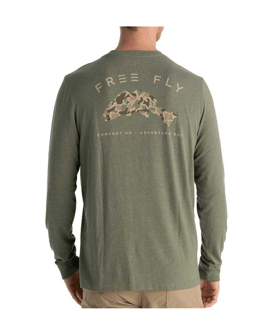 Herren Free Fly Apparel T-Shirts | Redfish Camo Langarmshirt Fur Herren Heidemudigkeit