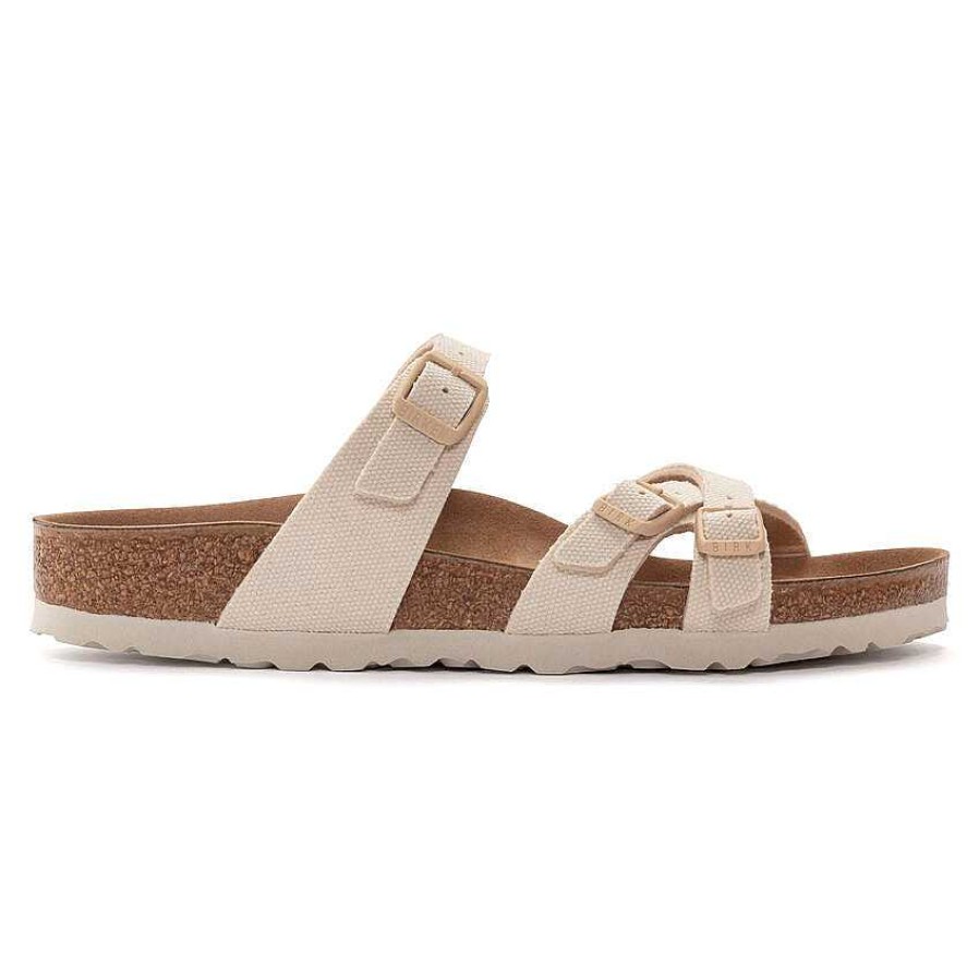 Schuhwerk Birkenstock Sandalen | Franca Vegan Fur Frauen Leinwand-Eierschale