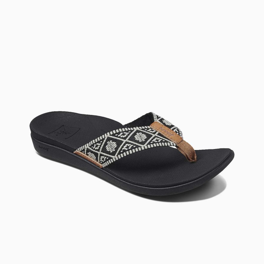 Schuhwerk Reef Sandalen | Orthogewebte Sandalen Fur Damen Schwarz-Weiss