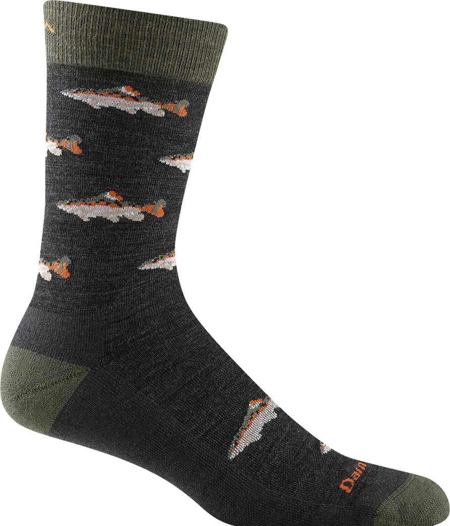 Herren Darn Tough Socken | Spey Fly Crew Leichte Lifestyle-Socken Fur Herren Holzkohle