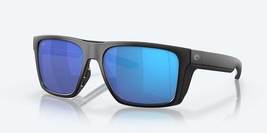 Herren Costa Del Mar Sonnenbrillen Und Schutzbrillen | Lido-Sonnenbrille Mattschwarz-Blauer Spiegel 580G