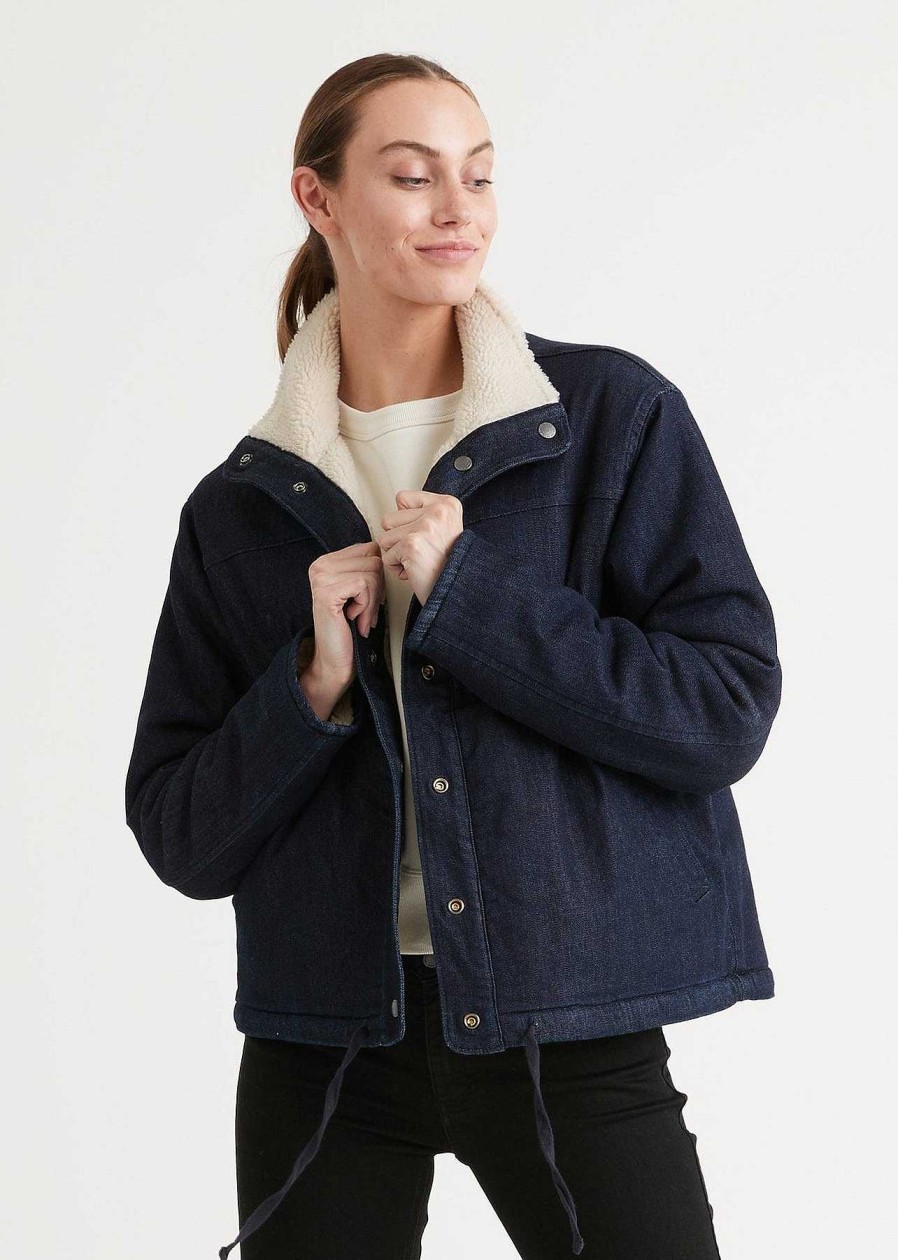 Damen DUER Lassig | Performance-Denim-Wende-Sherpa-Jacke Fur Damen Spulen