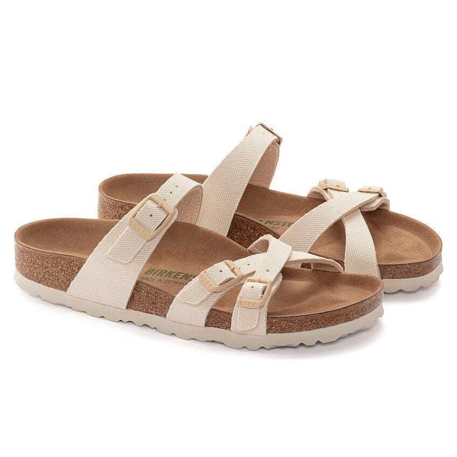 Schuhwerk Birkenstock Sandalen | Franca Vegan Fur Frauen Leinwand-Eierschale