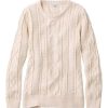 Damen L.L.Bean Lassig | Heritage-Fischerpullover Aus Weicher Baumwolle Fur Damen, Rundhalsausschnitt Creme