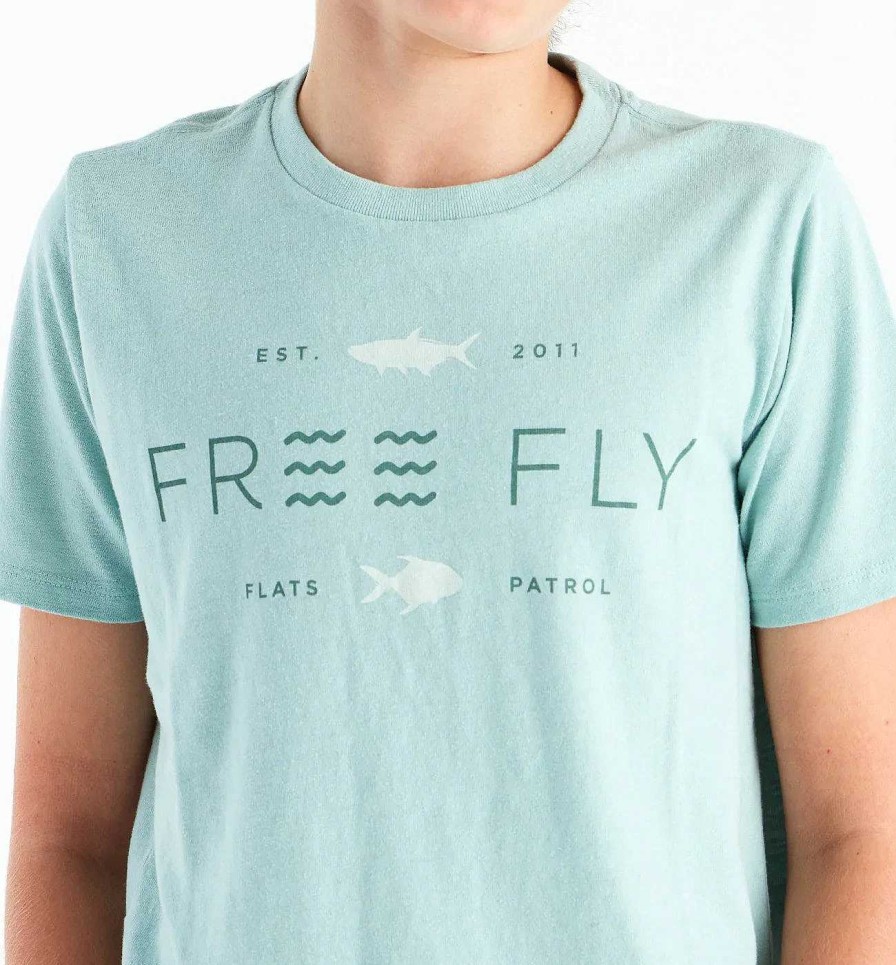 Kinder Free Fly Apparel Oberteile | Tropic Hangout T-Shirt Fur Jugendliche Heather Ocean Mist