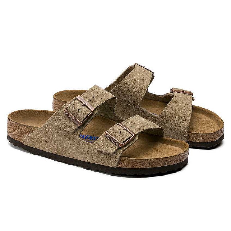 Schuhwerk Birkenstock Sandalen | Arizona Wildledersandalen Mit Weichem Fusbett Fur Herren Taupe-Seude