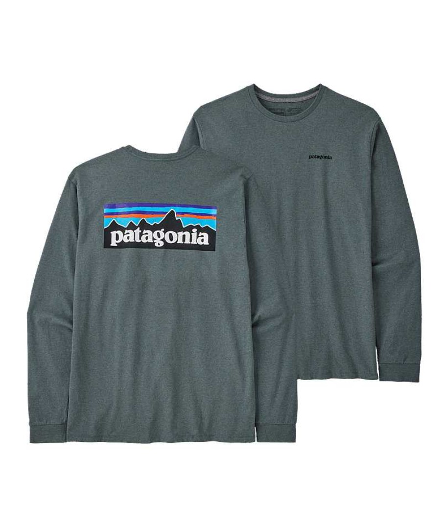 Herren Patagonia Hemden | Langarmliges P-6 Logo Responsibili-T-Shirt Fur Herren