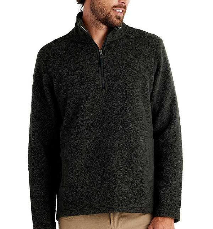 Herren Free Fly Apparel Vlies | Bambus-Sherpa-Fleece Mit Viertelreisverschluss Fur Herren Onyx