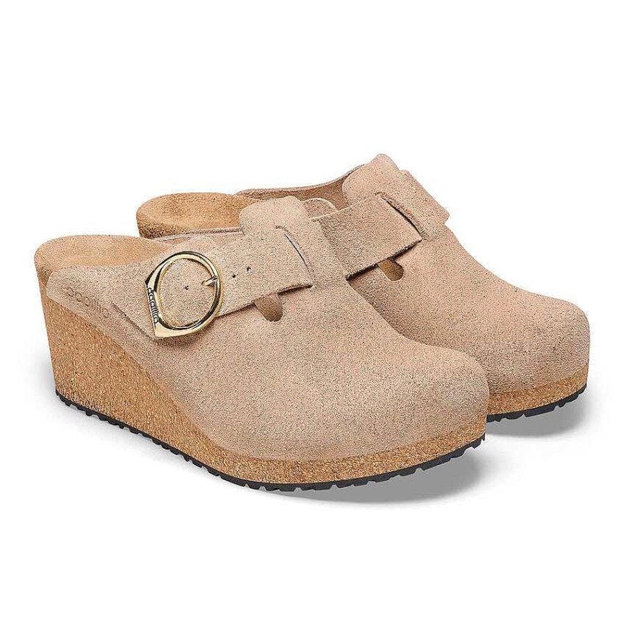 Schuhwerk Birkenstock Schuhe | Fanny-Ringschnalle Fur Damen Warmes Sand-Wildleder