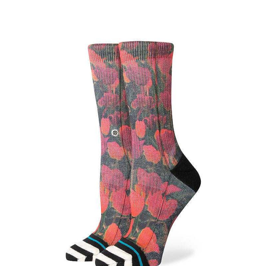 Damen Stance Socken | Riso Poly Crew Socken Fur Damen Schwarz