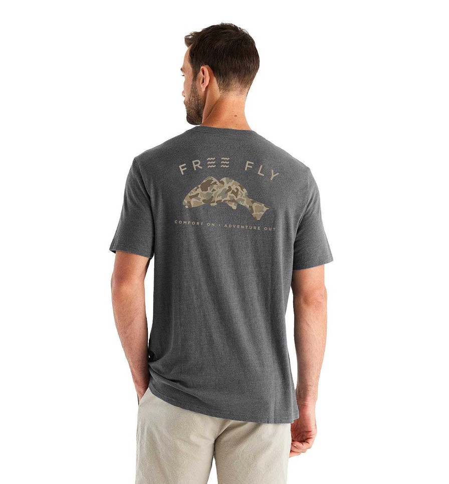 Herren Free Fly Apparel T-Shirts | Redfish Camo T-Shirt Fur Herren Heideschwarzer Sand