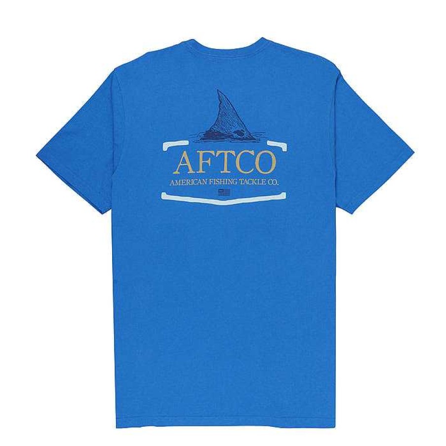 Herren AFTCO T-Shirts | Tall Tail Kurzarmhemd Fur Herren Nautisches Blau