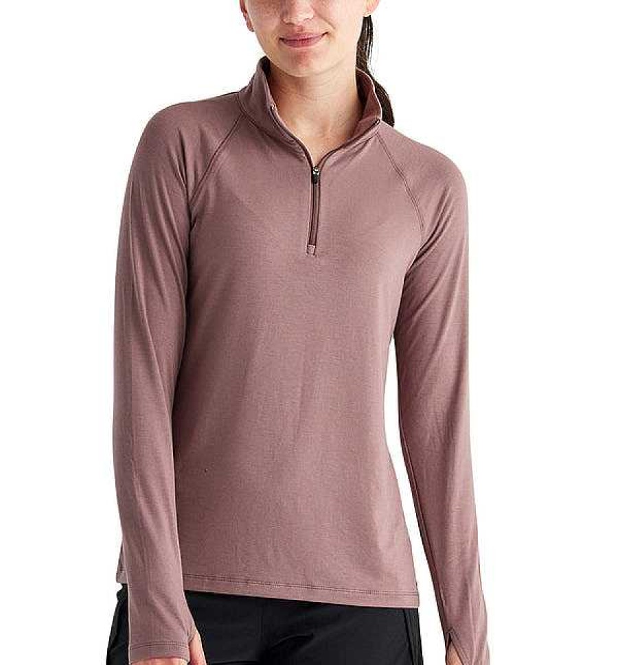 Damen Free Fly Apparel Hemden | Bamboo Flex Pullover Mit Viertelreisverschluss Fur Damen