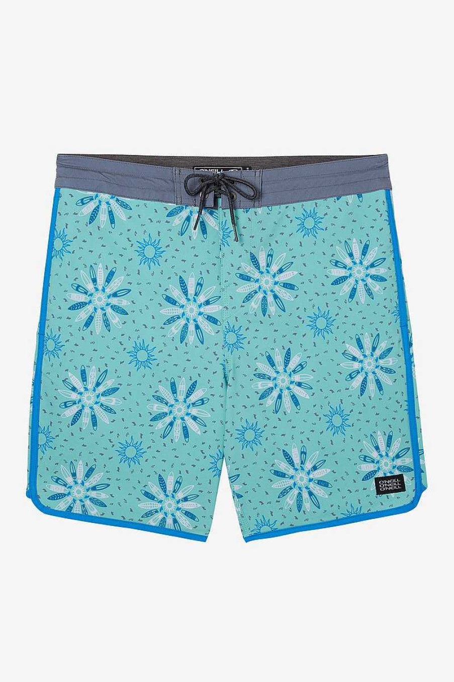 Herren O'Neill Bademode | Cruzer Scallop 18" Boardshorts Fur Herren Aqua Wash