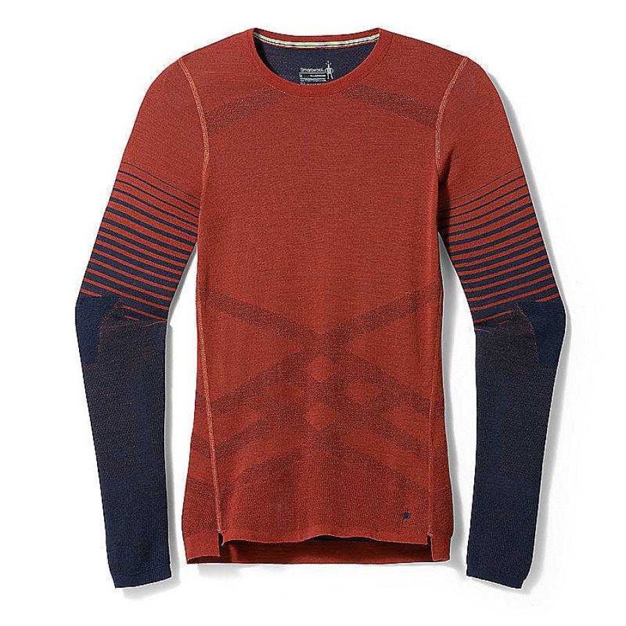 Damen Smartwool Baselayer Und Unterwasche | Intraknit Thermal Merino Base Layer Pattern Crew Fur Damen Pecan Brown-Deep Navy