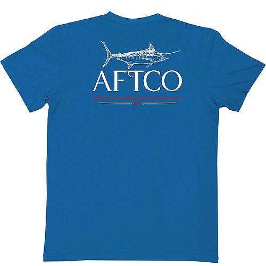 Herren AFTCO T-Shirts | Starlight Kurzarm Fur Manner Nautisches Blau