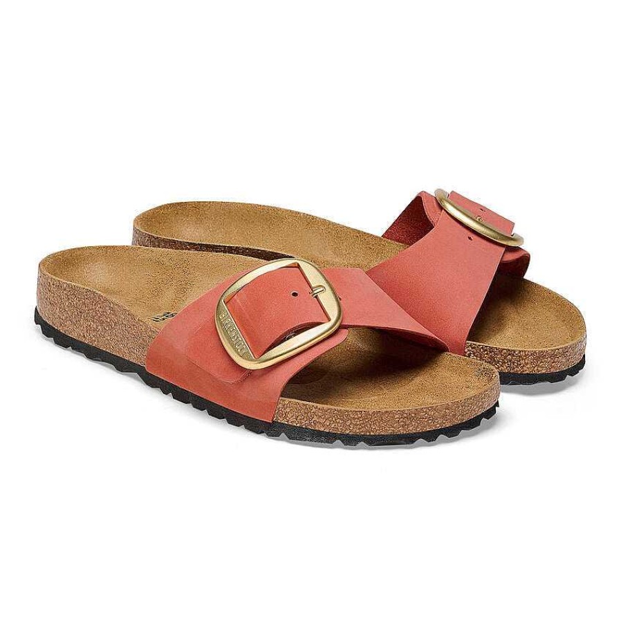 Schuhwerk Birkenstock Sandalen | Madrid Sandalen Aus Nubukleder Mit Groser Schnalle Fur Damen Marsrot