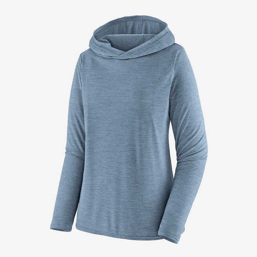 Damen Patagonia Performance-Shirts | Capilene Cool Daily Hoody Fur Frauen Steam Blue - Light Plume Grey X-Dye