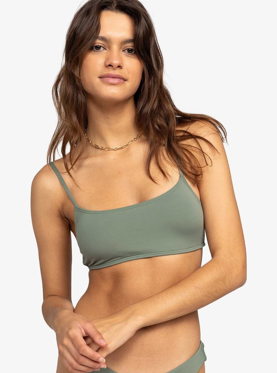 Damen Roxy Bademode | Solides Bralette-Bikinioberteil Von Beach Classics Agavengrun