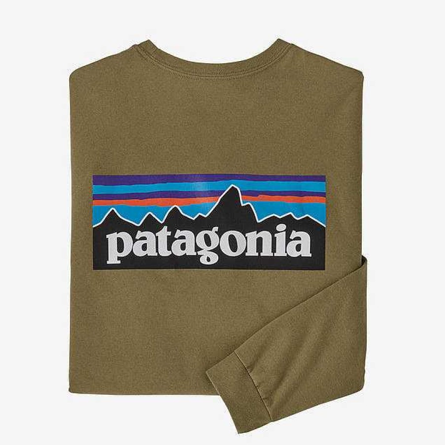 Herren Patagonia Hemden | Langarmliges P-6 Logo Responsibili-T-Shirt Fur Herren