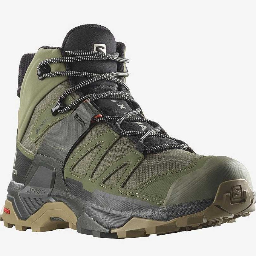 Schuhwerk Salomon Stiefel | Ultra-4 Mid Gore-Tex-Schuhe Fur Herren Tiefes Flechtengrun/Torf/Kelp