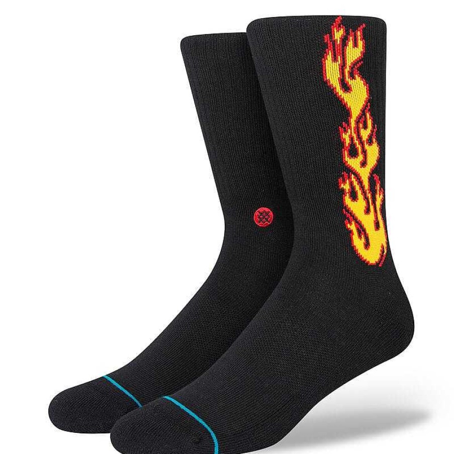 Herren Stance Socken | Chippa Wilson Flammed Crew Socken Fur Herren Schwarz