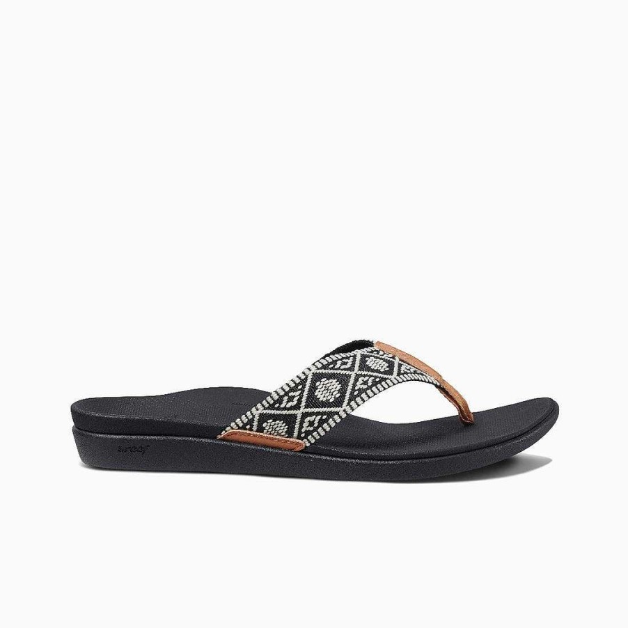 Schuhwerk Reef Sandalen | Orthogewebte Sandalen Fur Damen Schwarz-Weiss