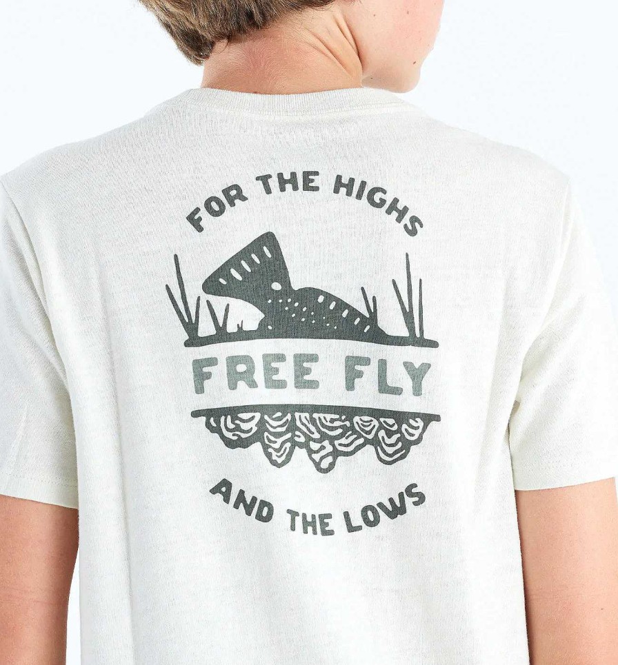 Kinder Free Fly Apparel Oberteile | Highs And Lows T-Shirt Fur Jugendliche Heather Oyster