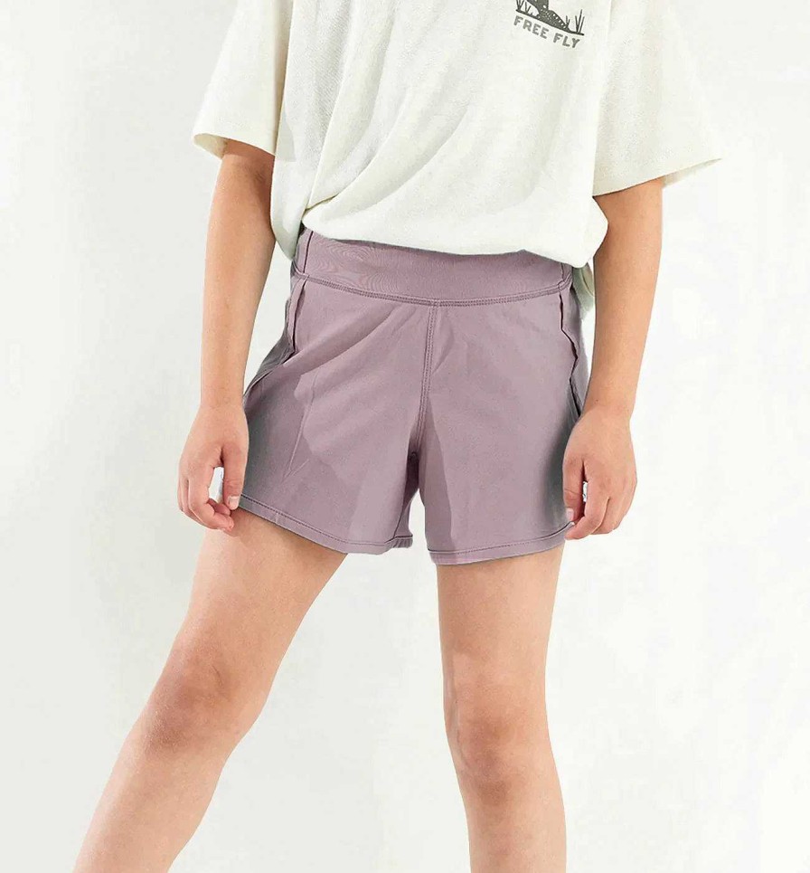 Kinder Free Fly Apparel Unterteile | Mit Bambus Gefutterte Breeze-Shorts Fur Madchen Lila Spitze