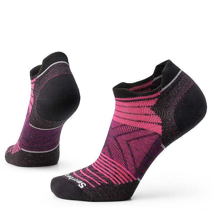 Damen Smartwool Socken | Run Zero Cushion Stripe Niedrige Knochelsocken Fur Damen Power Pink