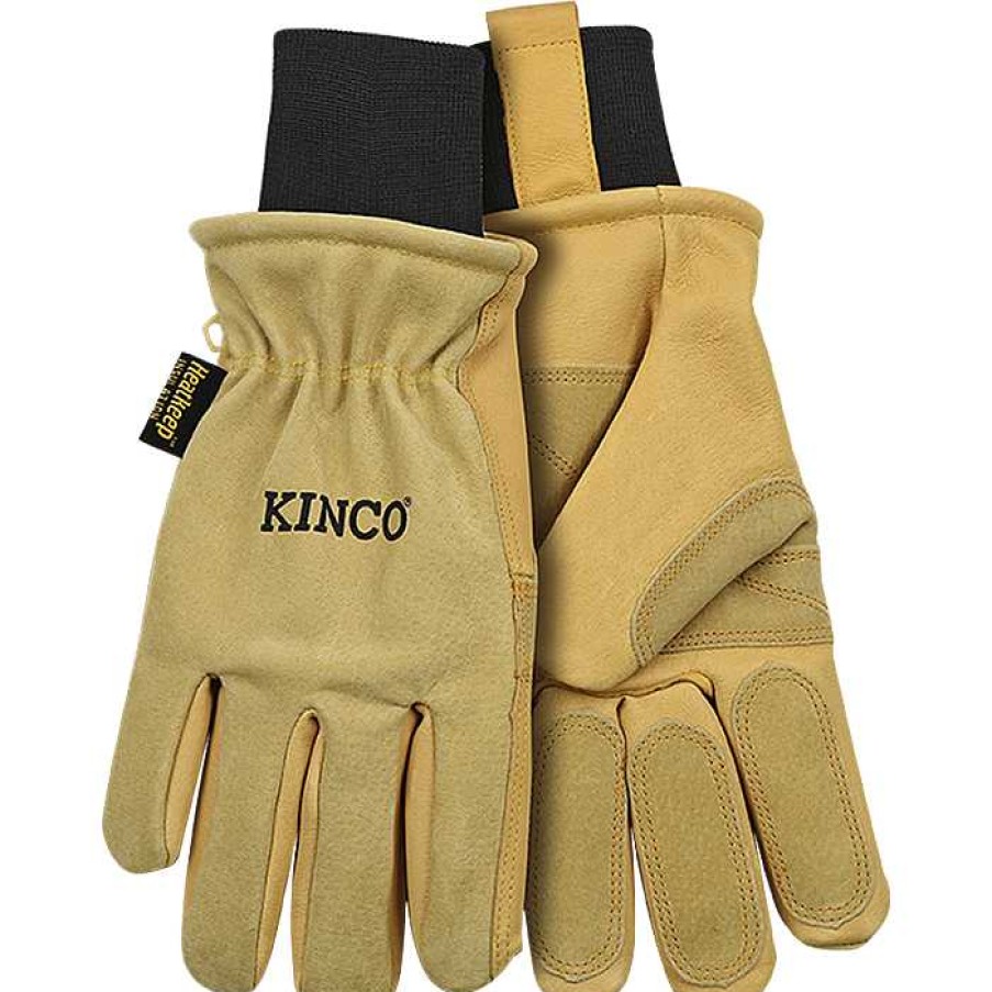 Herren Kinco Handschuhe | Gefutterter, Strapazierfahiger Skihandschuh Aus Schweinsleder Aus Premium-Narbung Und Wildleder Mit Omni-Manschette Golden