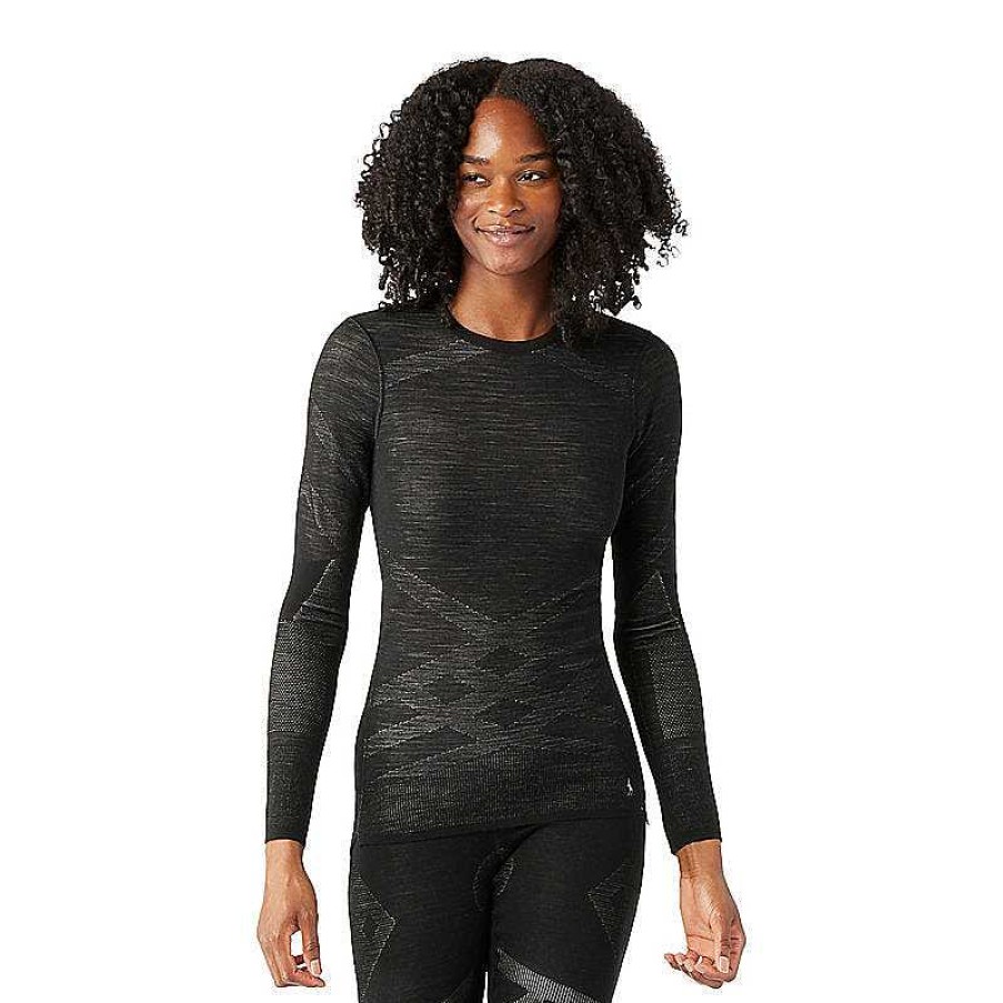 Damen Smartwool Baselayer Und Unterwasche | Intraknit Thermal Merino Base Layer Crew Fur Damen Schwarz-Weiss