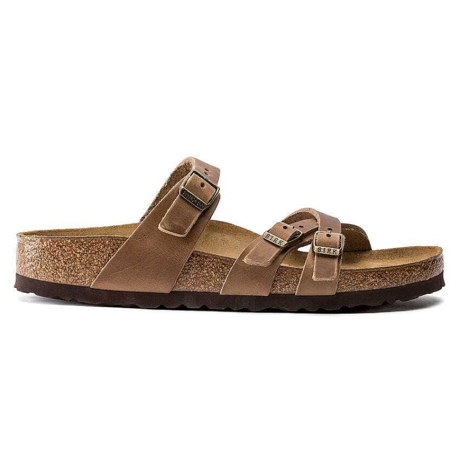 Schuhwerk Birkenstock Sandalen | Franca-Sandalen Aus Geoltem Leder Fur Damen Tabakbraun