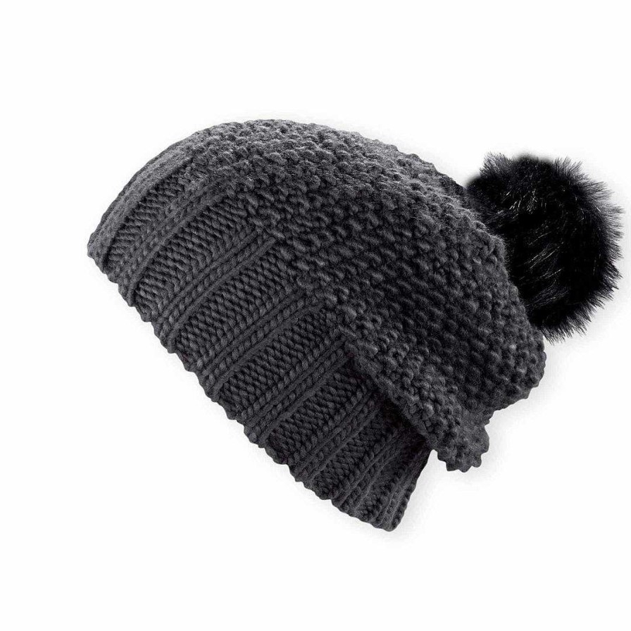 Damen Pistil Kopf- Und Halsbekleidung | Juliette Slouchy Beanie Fur Damen Schwarz