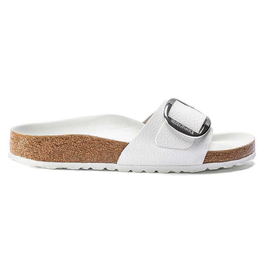 Schuhwerk Birkenstock Sandalen | Madrid Ledersandalen Mit Groser Schnalle Fur Damen Weises Leder