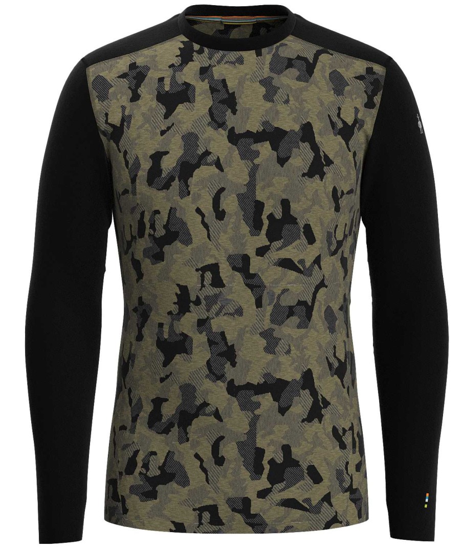 Herren Smartwool Baselayer Und Unterwasche | Merino 250 Base Layer Pattern Crew Fur Herren Militaroliv-Camouflage/Schwarz