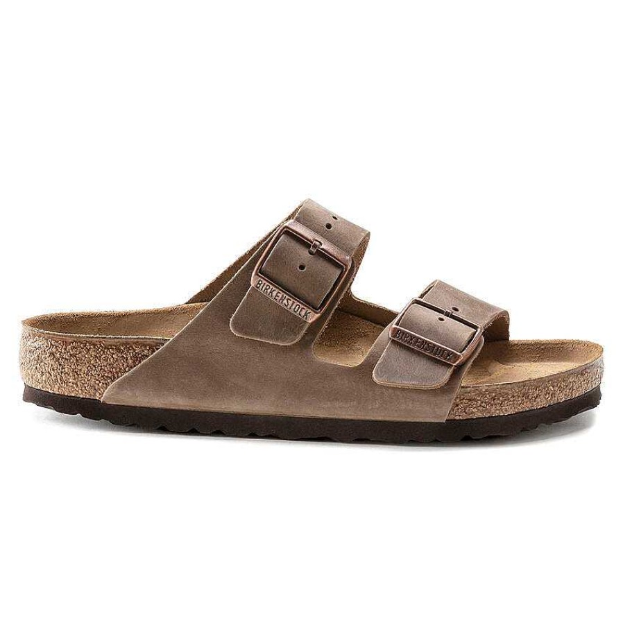 Schuhwerk Birkenstock Sandalen | Arizona-Sandalen Aus Geoltem Leder Fur Damen Tabakbraun