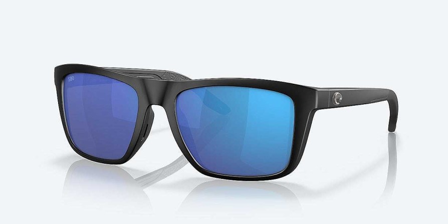 Herren Costa Del Mar Sonnenbrillen Und Schutzbrillen | Grossegel-Sonnenbrille Mattschwarz-Blauer Spiegel 580G