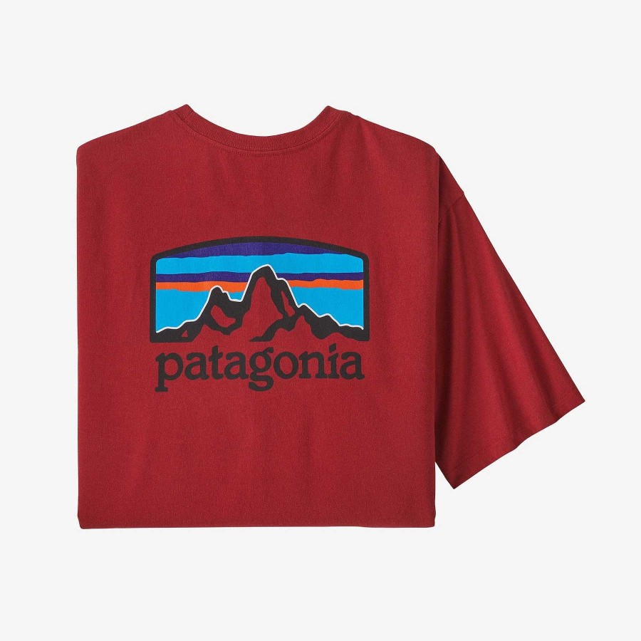 Herren Patagonia T-Shirts | Fitz Roy Horizons Responsibili-T-Shirt Fur Manner Sumachrot